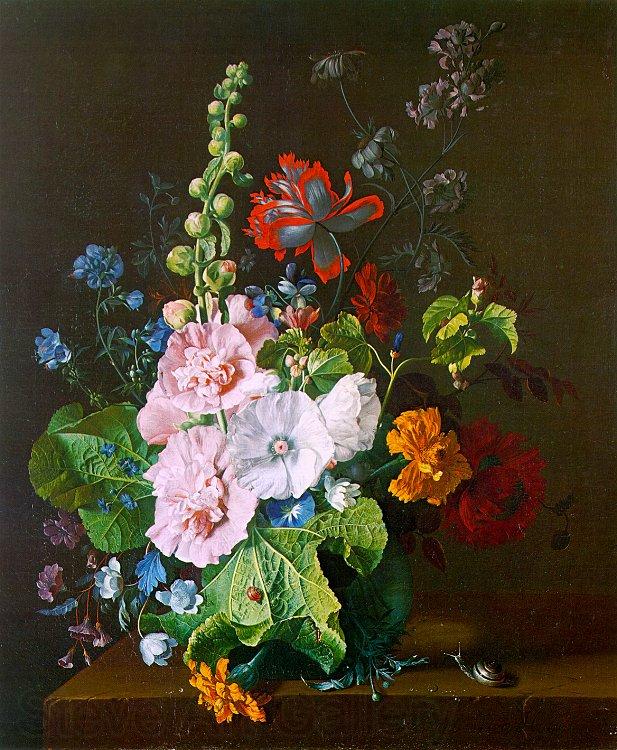 Jan van Huysum Hollyhocks and other Flowers in a Vase Spain oil painting art